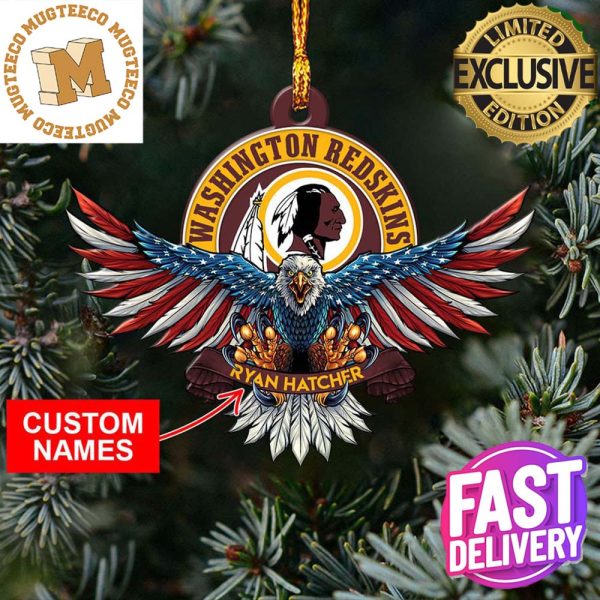 NFL Washington Redskins Xmas American US Eagle Custom Name Ornament