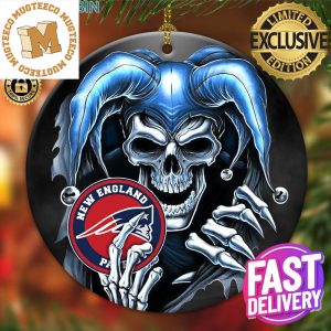 New England Patriots Skull Joker NFL Custom Name 2023 Holiday Gifts Christmas Decorations Ornament