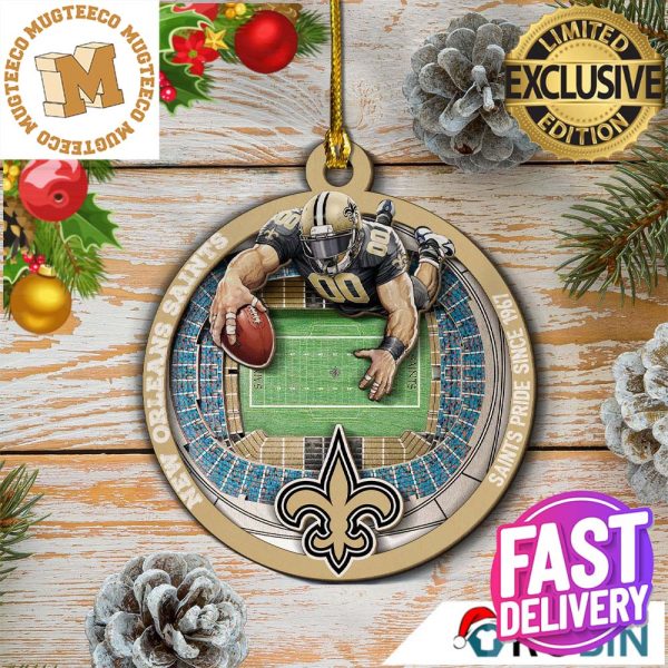 New Orleans Saints Mascot 2 NFL Custom Name 2023 Holiday Gifts Christmas Decorations Ornament