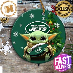 New York Jets Baby Yoda NFL Custom Name 2023 Holiday Gifts Christmas Decorations Ornament