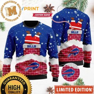 Personalized Buffalo Bills Funny Santa Claus In The Chimney Ugly Christmas Sweater