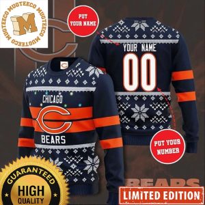 Personalized Chicago Bears Custom Name Number Ice Flower In Dark Ugly Sweater Christmas – Chicago Bears Christmas Sweater