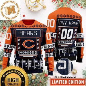 Personalized Chicago Bears Football Field Ugly Sweater Christmas Gift For Fan – Chicago Bears Christmas Sweater