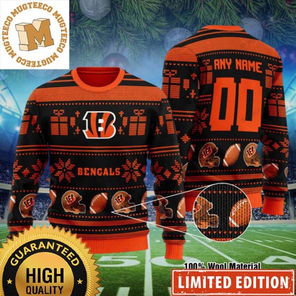 Personalized Cincinnati Bengals Ugly Christmas Sweater – Custom Name Number Bengals Ugly Sweater