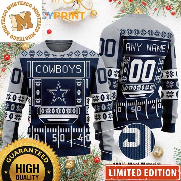 Personalized Dallas Cowboys NFL Football Station Ugly Christmas Sweater