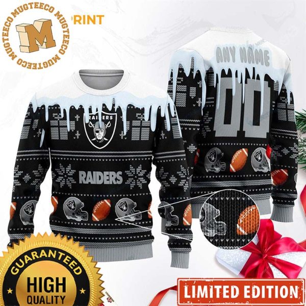 Personalized Las Vegas Raiders NFL Custom Name Vegas Logo Ugly Sweater ...