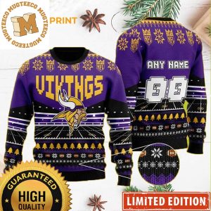 Personalized Minnesota Vikings Custom Name Number NFL Ugly Sweater