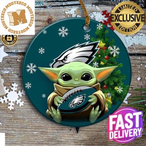 Philadelphia Eagles Baby Yoda NFL 2023 Holiday Gifts Custom Name Christmas Decorations Ornament