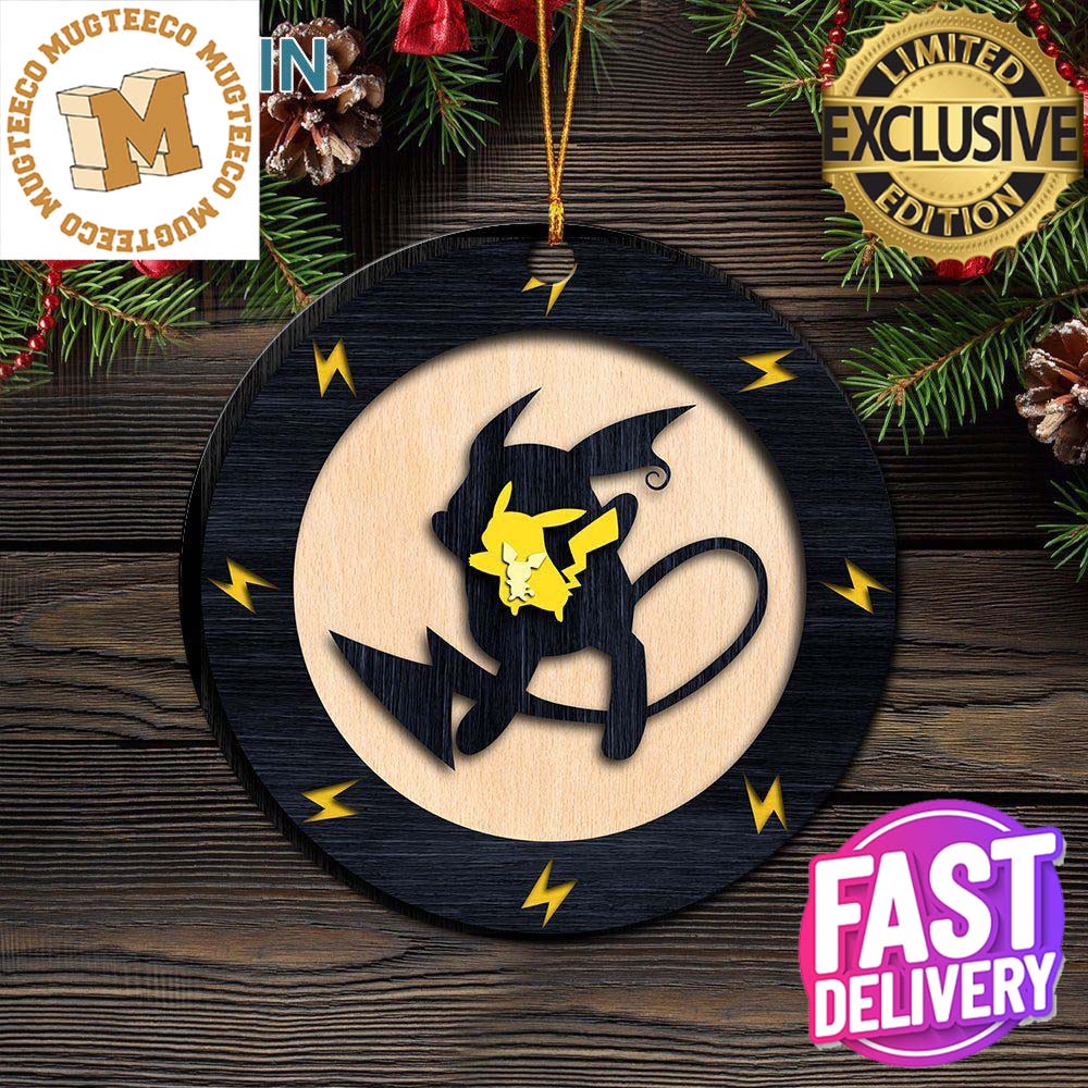 Pikachu Evolution Pokemon Custom Name 2023 Holiday Gifts Christmas  Decorations Ornament - Mugteeco