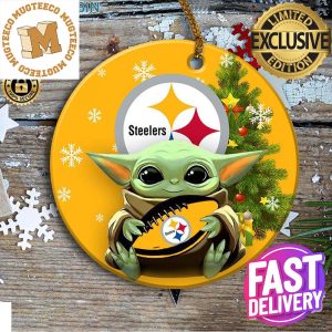 Pittsburgh Steelers Baby Yoda NFL 2023 Holiday Gifts Custom Name Christmas Decorations Ornament