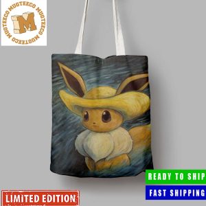 Pokemon x Van Gogh Museum Eevee Art Inspired By Van Gogh Canvas Leather Tote Bag