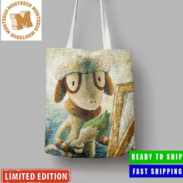 Pokemon x Van Gogh Museum Smeargle Art Inspired By Van Gogh Canvas Leather Tote Bag