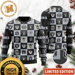 Raiders Gift For Fan Checkered Flannel Ugly Wool Sweater
