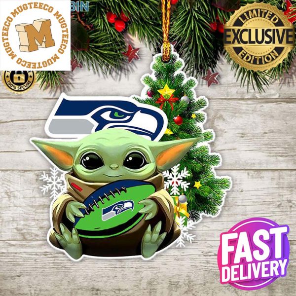 Seattle Seahawks Baby Yoda NFL Christmas Tree Decorations Ornament