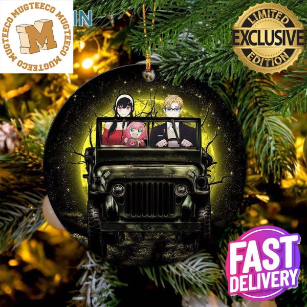 Spy x Family Yor And Anya Ride Jeep Moonlight Halloween Funny Christmas Decorations Ornament