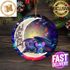Stitch And Toothless Love You To The Moon And Back Galaxy Xmas Custom Name Tree Decorations Ornament