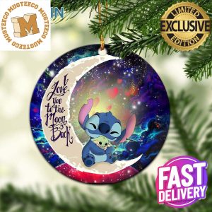 Stitch Hold Baby Yoda Love You To The Moon And Back Galaxy Xmas Custom Name Tree Decorations Ornament