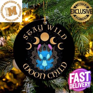 Stitch Stay Wild Moon Child Ceramic Xmas Custom Name Tree Decorations Ornament