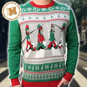 The Beatles Abbey Road Album 4 Elf Funny Xmas Gifts For Fan Ugly Christmas Sweater