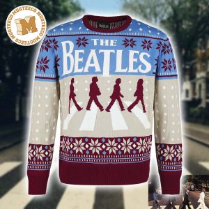 The Beatles Abbey Road Album Knitted For Fan Xmas Gifts 2023 Holiday Ugly Christmas Sweater