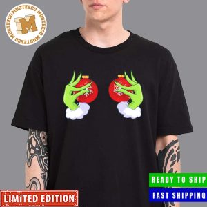 The Grinch Hand Holding Boobs Ornament Christmas Funny Unisex T-Shirt