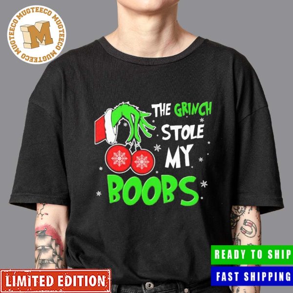 The Grinch Stole My Boobs Christmas Funny Unisex T-Shirt