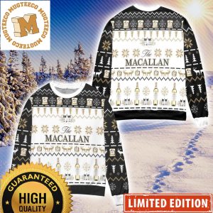 The Macallan Whisky Reindeer Snowflake Pattern 2023 Ugly Christmas Sweater