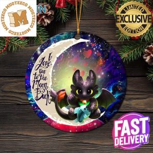 Toothless With Fish Love You To The Moon And Back Personalized 2023 Holiday Merry Christmas Decorations Ornament