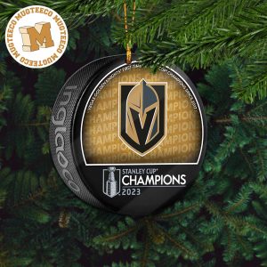 Vegas Golden Knights Unsigned Inglasco 2023 Stanley Cup Champions Logo Hockey Puck Ceramic Christmas Tree Decorations Ornament