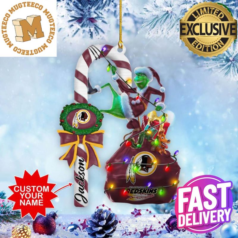 Baltimore Ravens NFL x Grinch Christmas Gift Tree Decorations Custom Name  Candy Cane Ornament - Binteez