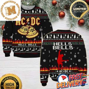 ACDC Rock Band Hells Bells Christmas Ugly Sweater For Holiday 2023 Xmas Gifts