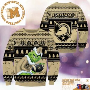 Army Black Knights NCAA Grinch Funny Xmas 2023 Gift For Holiday Ugly Christmas Sweater