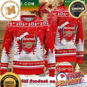 Arsenal Santa Hat Ugly Christmas Sweater For Holiday 2023 Xmas Gifts