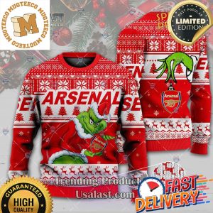 Arsenal x Grinch Xmas Ugly Sweater For Holiday 2023 Xmas Gifts