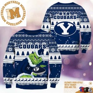BYU Cougars NCAA Grinch Funny Xmas 2023 Gift For Holiday Ugly Christmas Sweater
