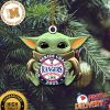 Baby Yoda Hug The Ball Texas Rangers 2023 World Series Champions Logo Rawlings Baseball Christmas Tree Ornament