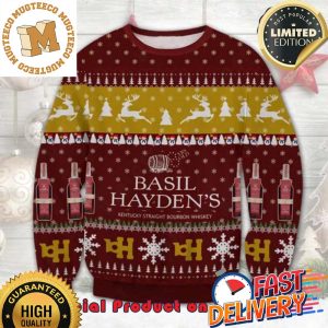 Basil Heyden’s Whiskey Reindeer Ugly Christmas Sweater For Holiday 2023 Xmas Gifts