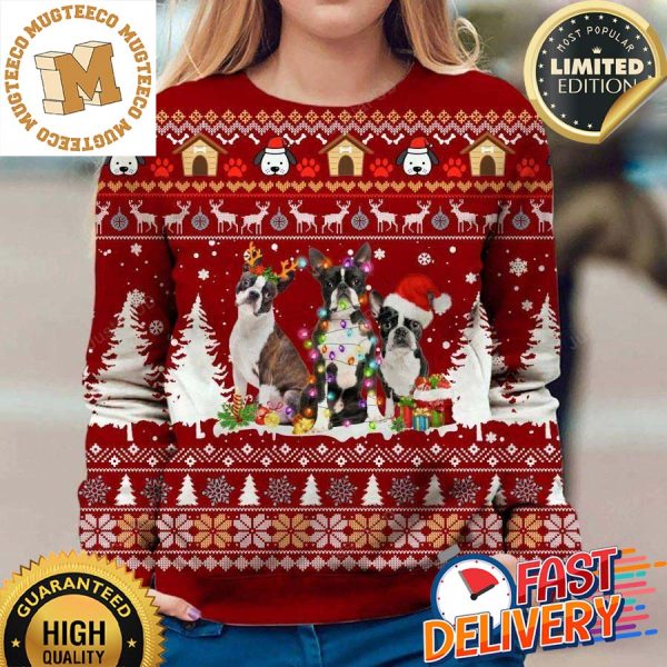 Boston Terrier Xmas Gift For Dog Lovers Ugly Christmas Sweater