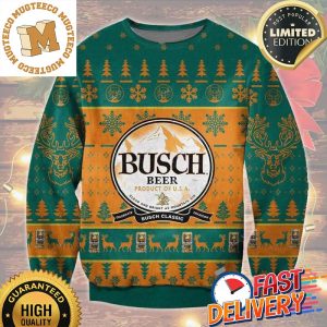 Busch Beer Product Of USA Ugly Christmas Sweater For Holiday 2023 Xmas Gifts