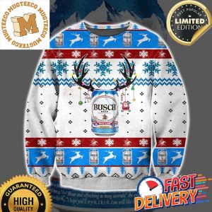Busch Classic Beer Reindeer Ugly Christmas Sweater For Holiday 2023 Xmas Gifts