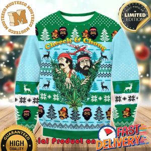 Cheech & Chong Cannabis Ugly Christmas Sweater For Holiday 2023 Xmas Gifts