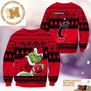 Cincinnati Bearcats NCAA Grinch Funny Xmas 2023 Gift For Holiday Ugly Christmas Sweater