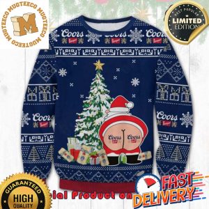 Coors Banquet Santa Kissmyass Funny Snowflakes Ugly Christmas Sweater For Holiday 2023 Xmas Gifts