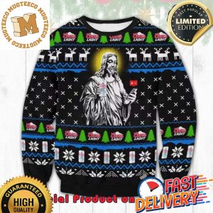 Coors Light Jesus Drinking Messenger Snowflakes Ugly Christmas Sweater For Holiday 2023 Xmas Gifts