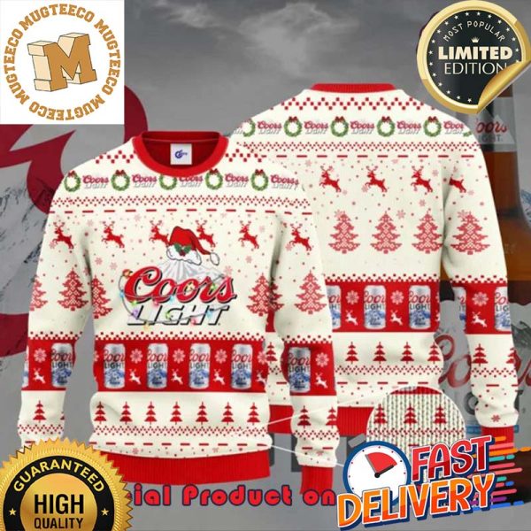 Coors Light Santa Hat Reindeer Ugly Christmas Sweater For Holiday 2023 Xmas Gifts