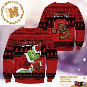 Cornell Big Red NCAA Grinch Funny Xmas 2023 Gift For Holiday Ugly Christmas Sweater