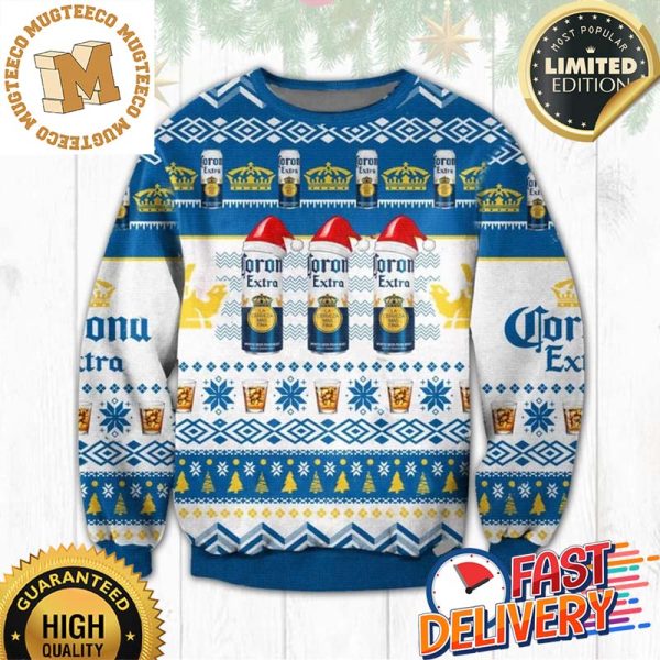 Corona Extra Santa Hat 3D Ugly Christmas Sweater For Holiday 2023 Xmas Gifts