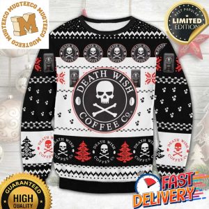Death Wish Coffee Co Ugly Christmas Sweater For Holiday 2023 Xmas Gifts