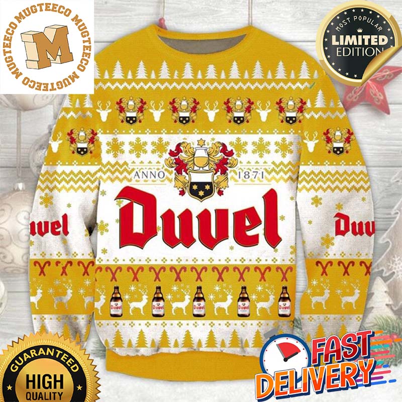 Duvel Belgian Beer Ugly Christmas Sweater For Holiday 2023 Xmas Gifts