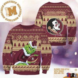 Florida State Seminoles NCAA Grinch Funny Xmas 2023 Gift For Holiday Ugly Christmas Sweater